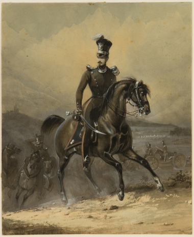 0501 Louis Napoleon als Hauptmann der Berner Artillerie Aquarell v Felix Cottreau um 1834 Napoleonmuseum Arenenberg